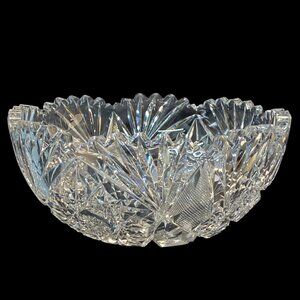 Antique Libbey American Brilliant Period ABP Cut Glass Bowl 9" W x 4" H